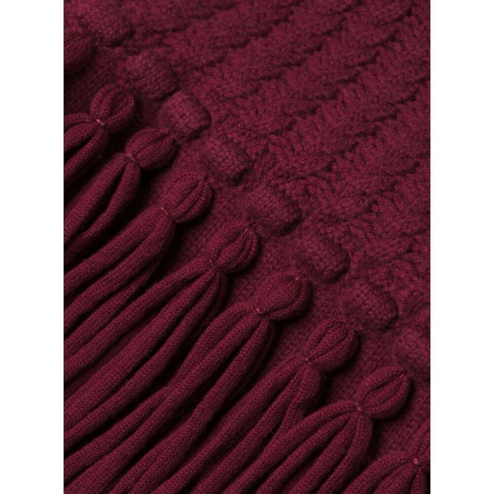 JASON WU Fringe Wool Turtleneck Sweater in Wine N… - image 5